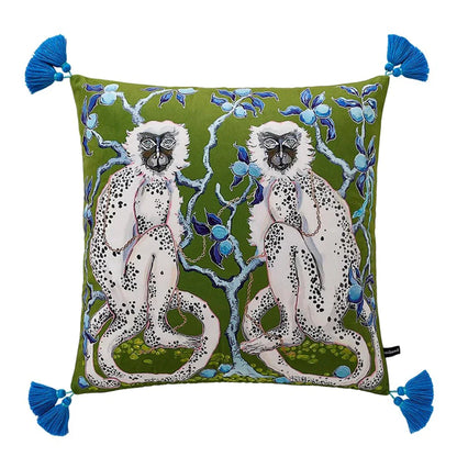 DecorBites™ Chinoiserie Zebra & Peonies Cushion Cover with Tassels