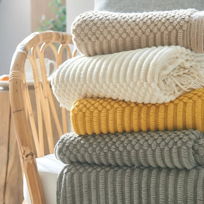 DecorBites™ Cozy Knitted Sofa Blanket - Winter Home Office Nap Comfort