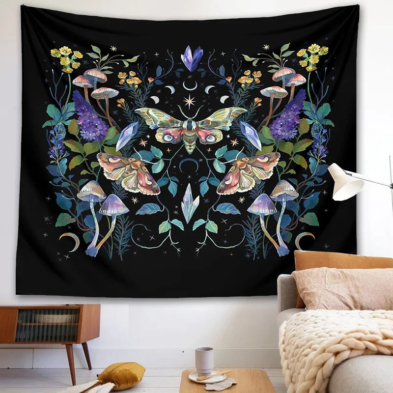 DecorBites™ Celestial Botanical Tapestry Wall Hanging - Starry Sky Dorm Decor