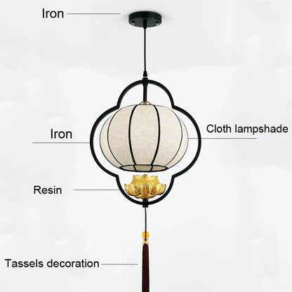 DecorBites™ Chinese Cloth Chandelier: Elegant Tea House & Bedroom Lantern for Dining Room