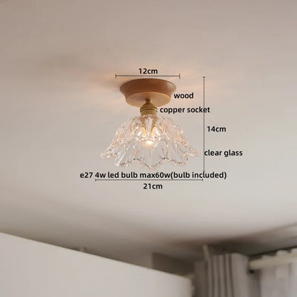 DecorBites™ Glass Wood LED Ceiling Lamp for Home Lighting and Decoration