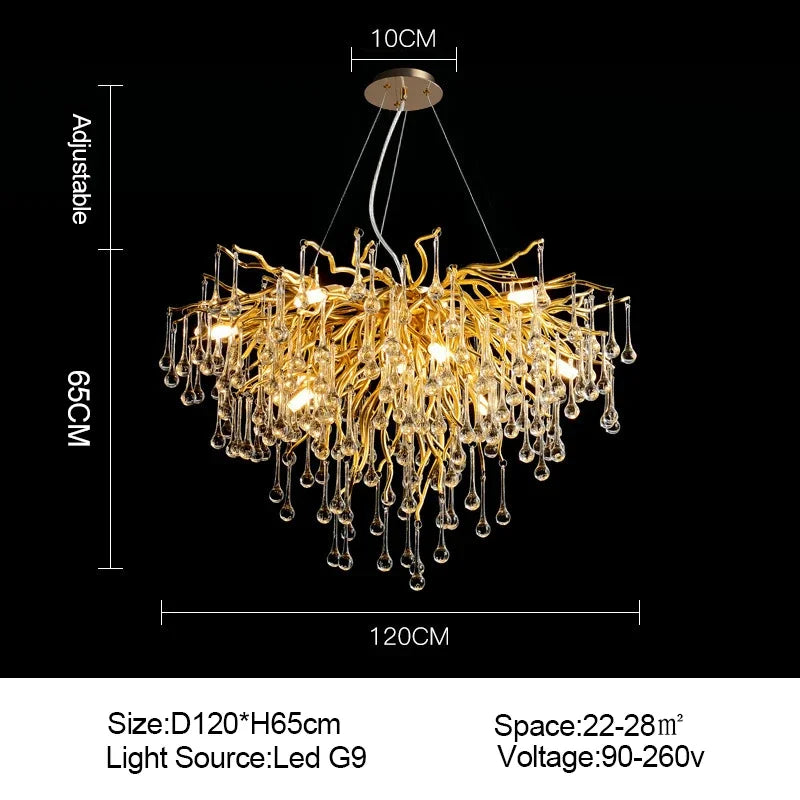 ™ Gold Crystal Ceiling Chandelier for Elegant Home Lighting