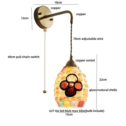 DecorBites™ Amber Glass LED Wall Lights Modern Plug In Adjustable Sconce for Home Décor
