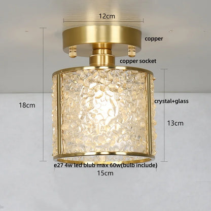 DecorBites™ Copper Canopy LED Ceiling Light Glass Crystal Nordic Modern Decor for Home