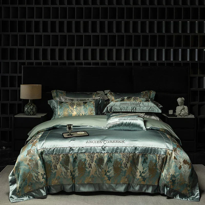 ™ Luxe Brocade Jacquard Bedding Set with Egyptian Cotton & Embroidery