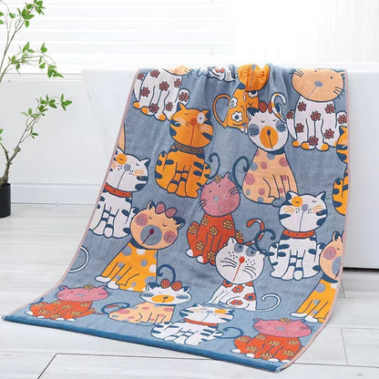 DecorBites™ Bohemian Floral Cotton Gauze Bath Towel 70*140 - Soft & High Quality for Women, Children, and Adults