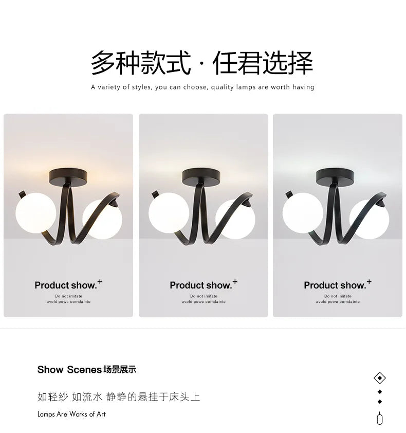 DecorBites™ Black Gold Glass Ceiling Light: Modern Minimalist Indoor Lighting for Entryway Balcony