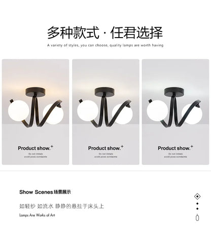 DecorBites™ Black Gold Glass Ceiling Light: Modern Minimalist Indoor Lighting for Entryway Balcony