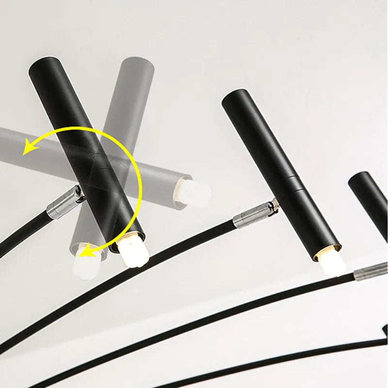 DecorBites™ Black Sputnik Chandelier: Nordic Design, Adjustable Lighting for Home Décor