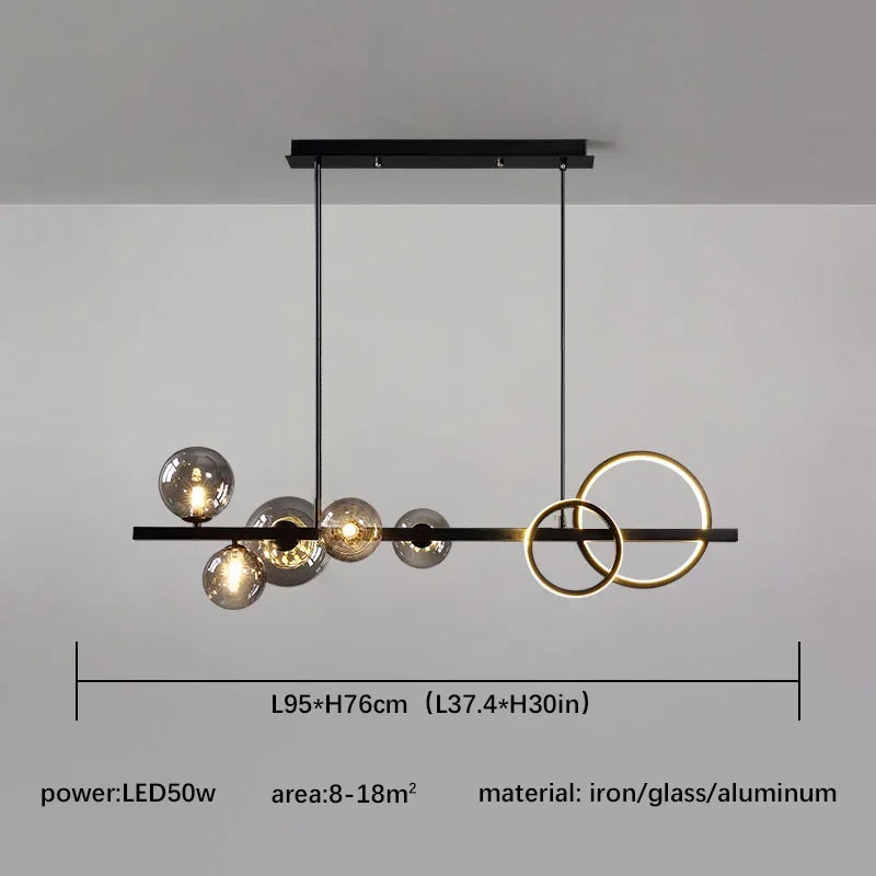 DecorBites™ Glass Ball Pendant Chandelier: Scandinavian LED Light for Kitchen Dining Table