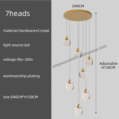 DecorBites™ Crystal Chandelier Pendant Light for Luxury Staircase