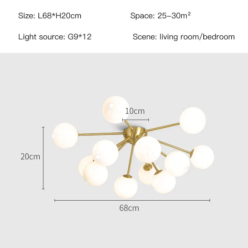 DecorBites™ Glass Ball LED Ceiling Chandelier for Modern Living Room and Bedroom Lighting