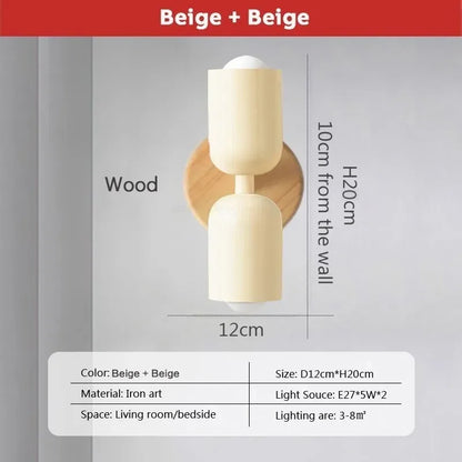 DecorBites™ Cream Zipper Wooden Wall Lamp: Minimalist Nordic Design for Bedroom, Living Room Illumination