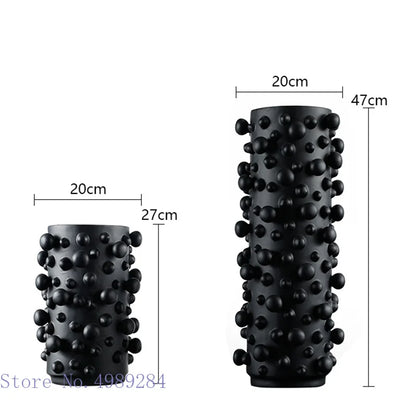 DecorBites™ Black White Abstract Dots Resin Vase Irregular Bumps Home Decoration Organizer