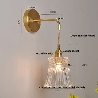 DecorBites™ Clear Glass LED Wall Light with Pull Chain Switch for Modern Decor