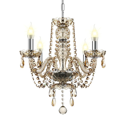 DecorBites™ Crystal Chandelier Pendant Light Cognac Gold LED Luxury Lamp for Dining Living Room