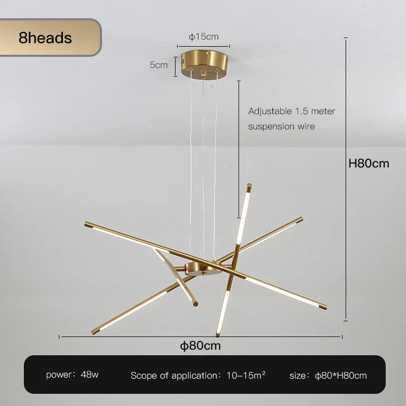 ™ Gold LED Ceiling Chandelier for Living Room Bedroom Kitchen - Dimmable Pendant Light