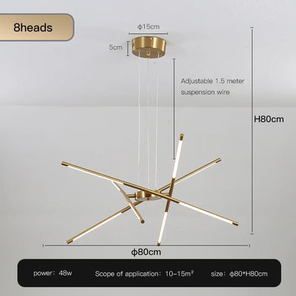 ™ Gold LED Ceiling Chandelier for Living Room Bedroom Kitchen - Dimmable Pendant Light