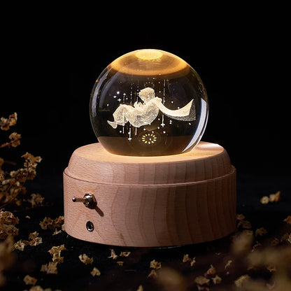 DecorBites™ Crystal Ball Music Box: Rotating Light Projection, Birthday & Valentine's Day Gift