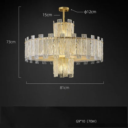 DecorBites™ Art Deco Golden Copper Glass Chandelier LED Lighting Fixture