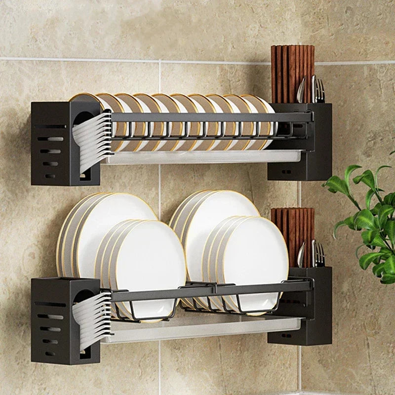 ™ Kitchen Wall Organizer Rack Utensil Drainer Storage Holder Shelves