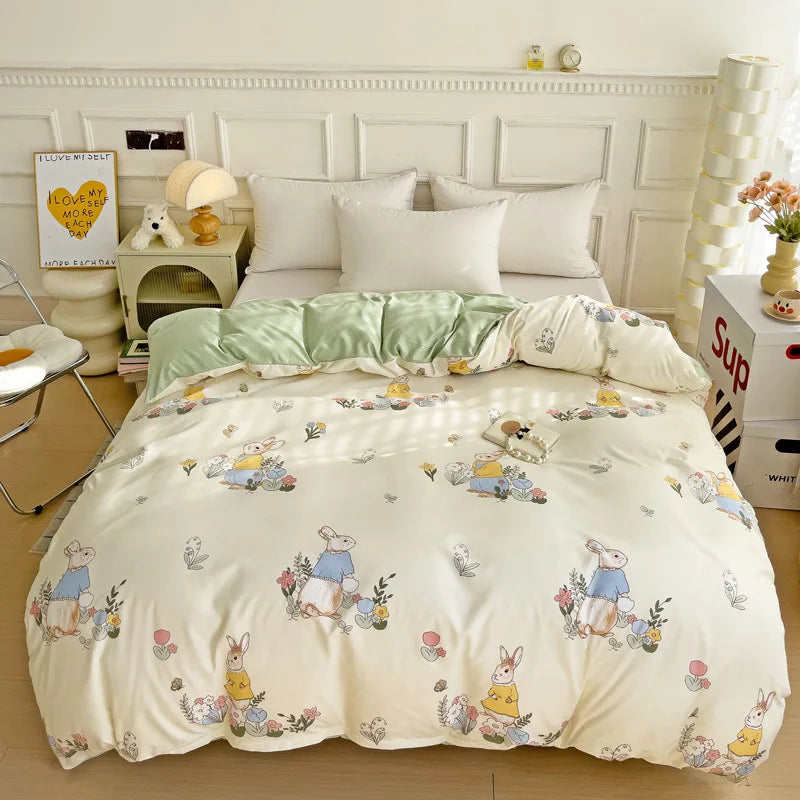 DecorBites™ Cartoon Heart Plant Floral Print 3Pcs Set (Duvet Cover + Pillowcases)