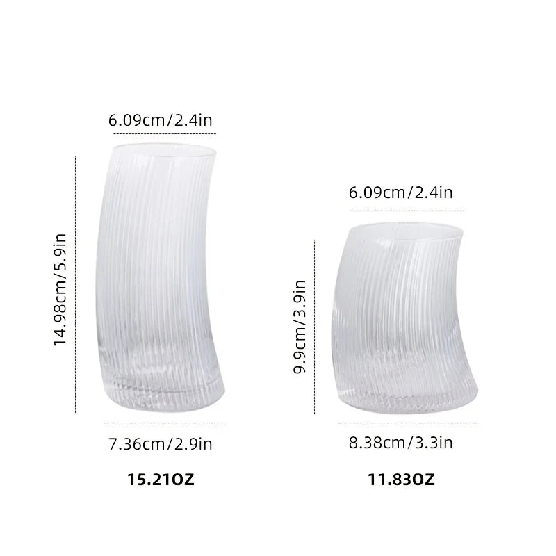 DecorBites™ 450ml/300ml Sail-Shaped Glass Cups | Elegant Glassware for Tea, Juice
