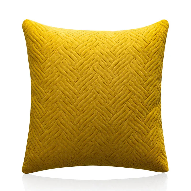 DecorBites™ Blue Wave Crimping Quilted Cushion Cover for Home Sofa Bed Decor