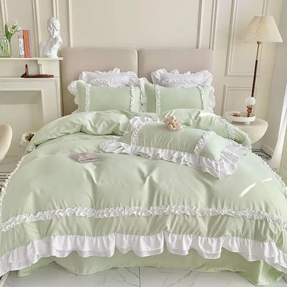 ™ Korean Princess Lolita Bed 4-Piece Set in Solid Washed Cotton