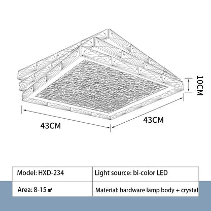 DecorBites™ Crystal Ceiling Lamp: Modern Gold Light Luxury LED Square Chrome Indoor Lighting