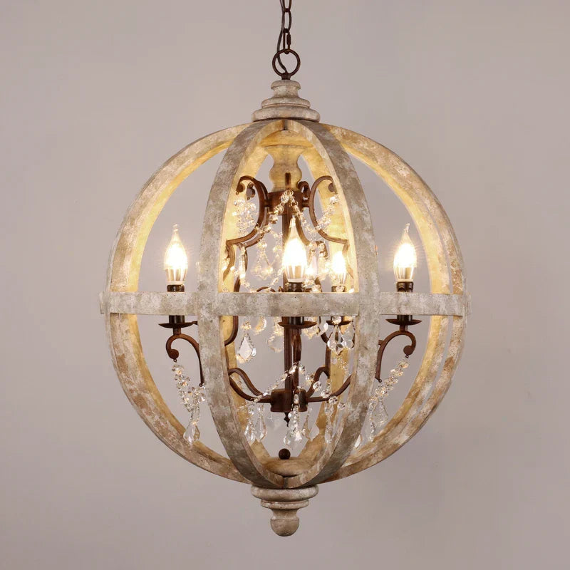 DecorBites™ Antique Wood Globe Chandelier for Bedroom Living Room Kitchen Dining Room