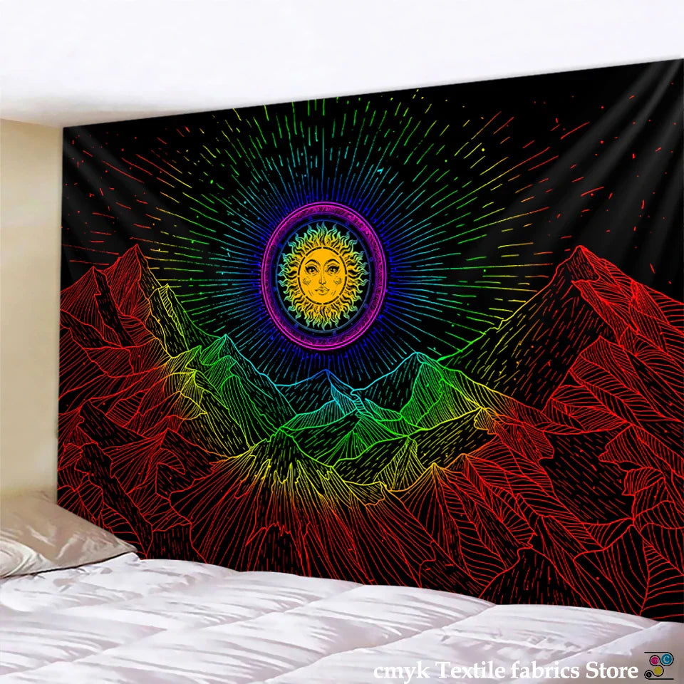 DecorBites™ Black & White Stars Mandala Tapestry - Home Decor