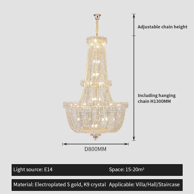 DecorBites™ Crystal Luxe Chandelier for Villa Hotel Living Room - European Modern Style