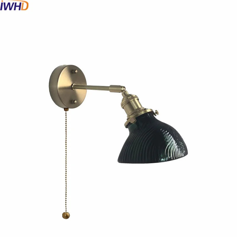 ™ Green Glass Copper LED Wall Lamp Sconce Modern Nordic Design