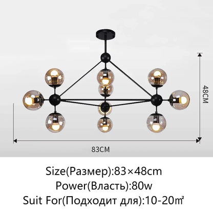 DecorBites™ Glass Ball Chandelier Modern Minimalist Decor Lighting