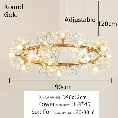 DecorBites™ Crystal Bionic Petals Chandelier for Living Dining Bedroom Hall Hotel Decor