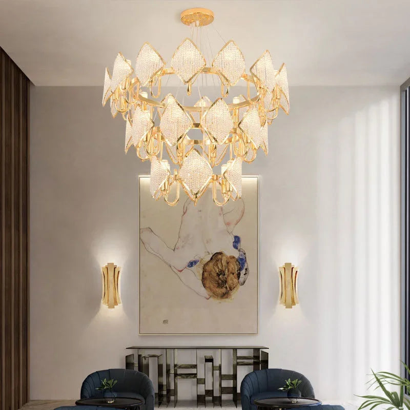 DecorBites™ Crystal Chandelier Pendant Light: Elegant Modern Luxury for Living Room Decor