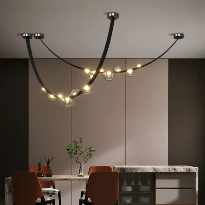 ™ Leather LED Pendant Lamp: Modern Lighting for Living Room, Hall, and Villa