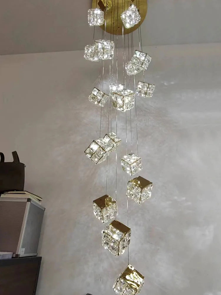 DecorBites™ Crystal Modern Chandelier for Living Room Luxury Loft LED Lighting Staircase Chandelier