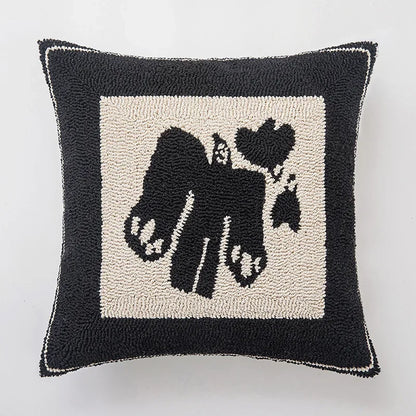 DecorBites™ Geometric Embroidered Cushion Cover in Modern Beige and Black