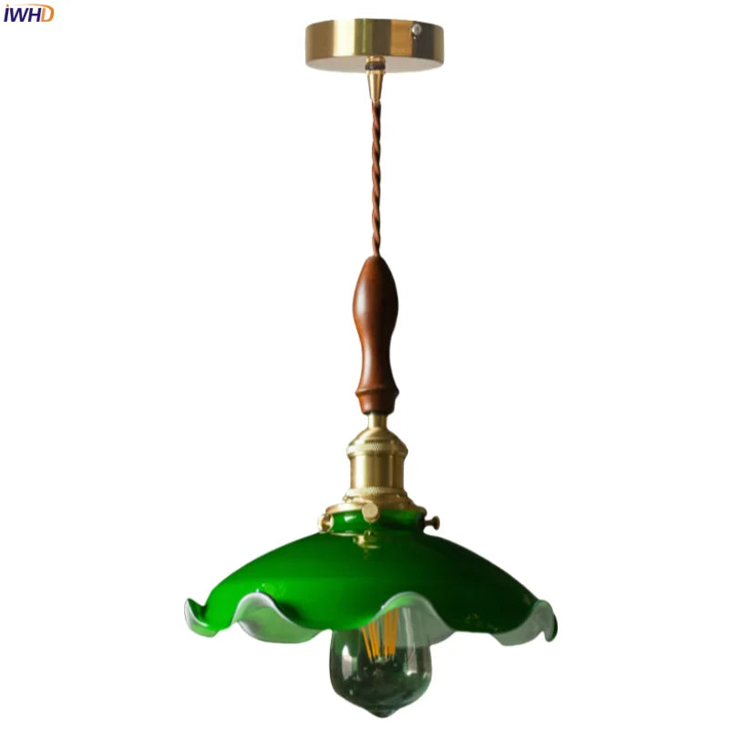 ™ Green Glass LED Pendant Lamp for Living & Dining Room Decor