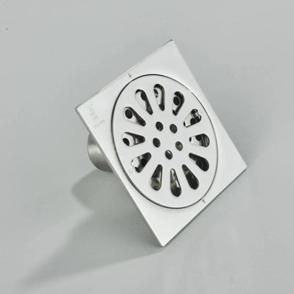 DecorBites™ Antique Brass Square Fish Carved Bathroom Floor Drain Hair Strainer