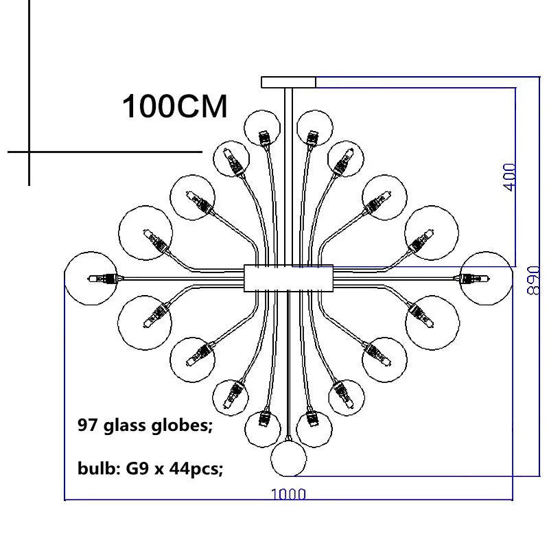 DecorBites™ Glass Ball Ceiling Chandelier for Living Room Dining Bedroom - Nordic Air Bubble Pendant Light
