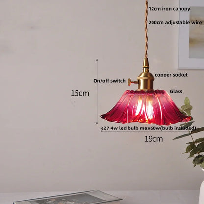 DecorBites™ LED Pendant Lamp with Adjustable Wire, Copper Socket, Walnut Wood, Green Glass