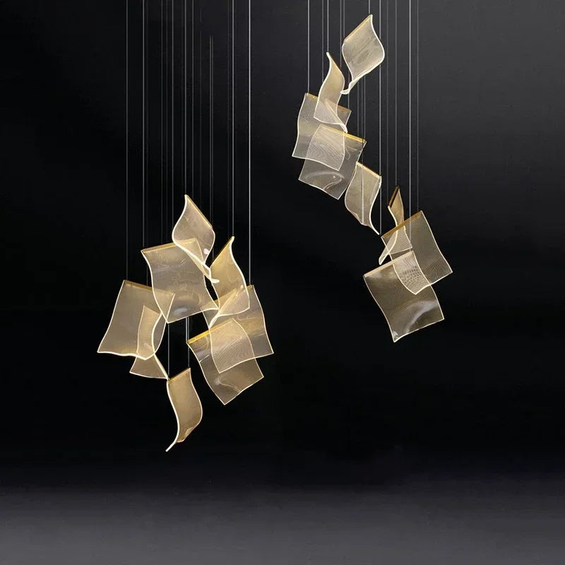 DecorBites™ LED Chandelier: Modern Adjustable Hanging Lamp for Living Room and Staircase Lighting