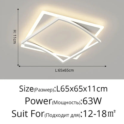 DecorBites™ Geometric Square LED Ceiling Light with Remote Control for Study Living Room Bedroom