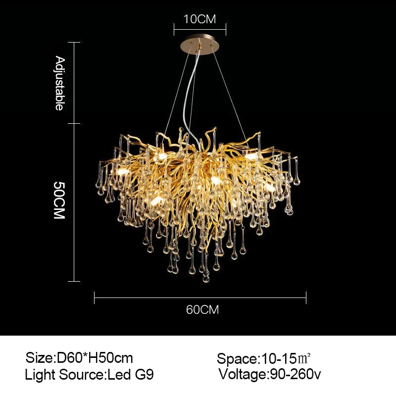 ™ Gold Crystal Ceiling Chandelier for Elegant Home Lighting