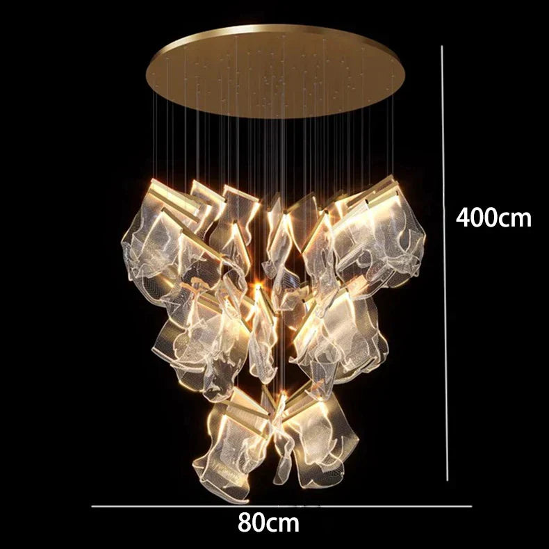 DecorBites™ Crystal Chandelier Stair Pendant Living Room Lighting Modern Interior Pendant Lights