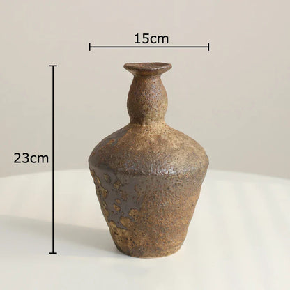 DecorBites™ Ceramic Vase: Wabi-sabi Style, Retro Floral Arrangement, Room Decor