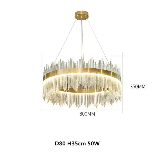 DecorBites™ Gold Crystal Chandelier Dimmable Luxury Pendant Lights for Bedroom & Living Room